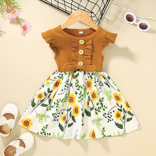 Toddler Kids Baby Girls Clothes Summer Girls Dress Yellow