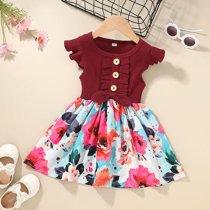 Toddler Kids Baby Girls Clothes Summer Girls Dress Red