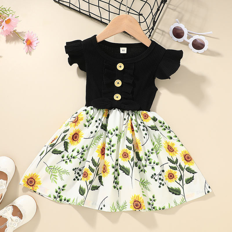 Toddler Kids Baby Girls Clothes Summer Girls Dress Black