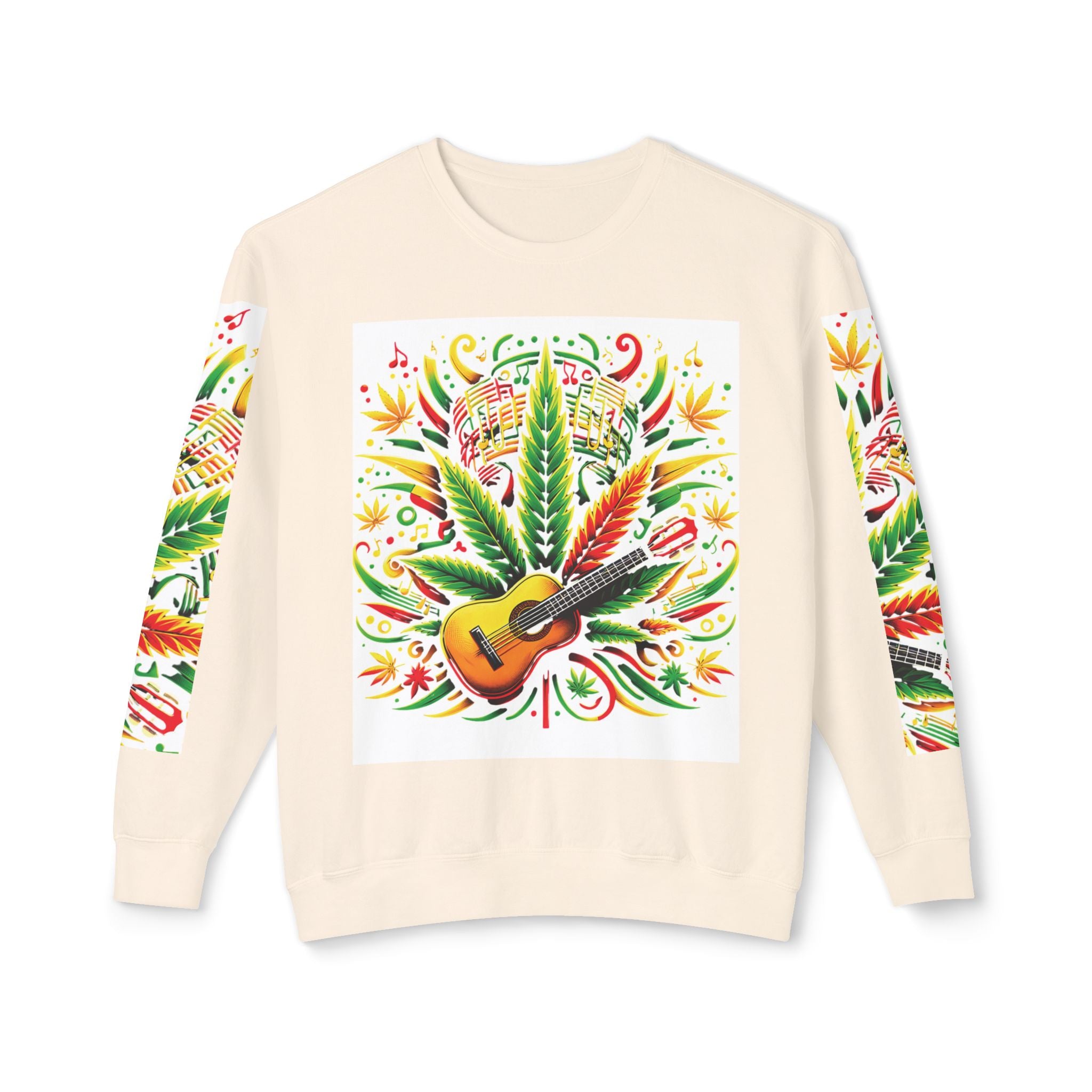 Music and Weed Vibes - Unisex Lightweight Crewneck Sweatshirt Ivory