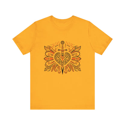 Erzulie Dantor Symbol T-Shirt, Loa Voodoo Tee, Haitian Vodou Shirt, African Religion Top, Ethical Fashion, Durable Clothing Gold