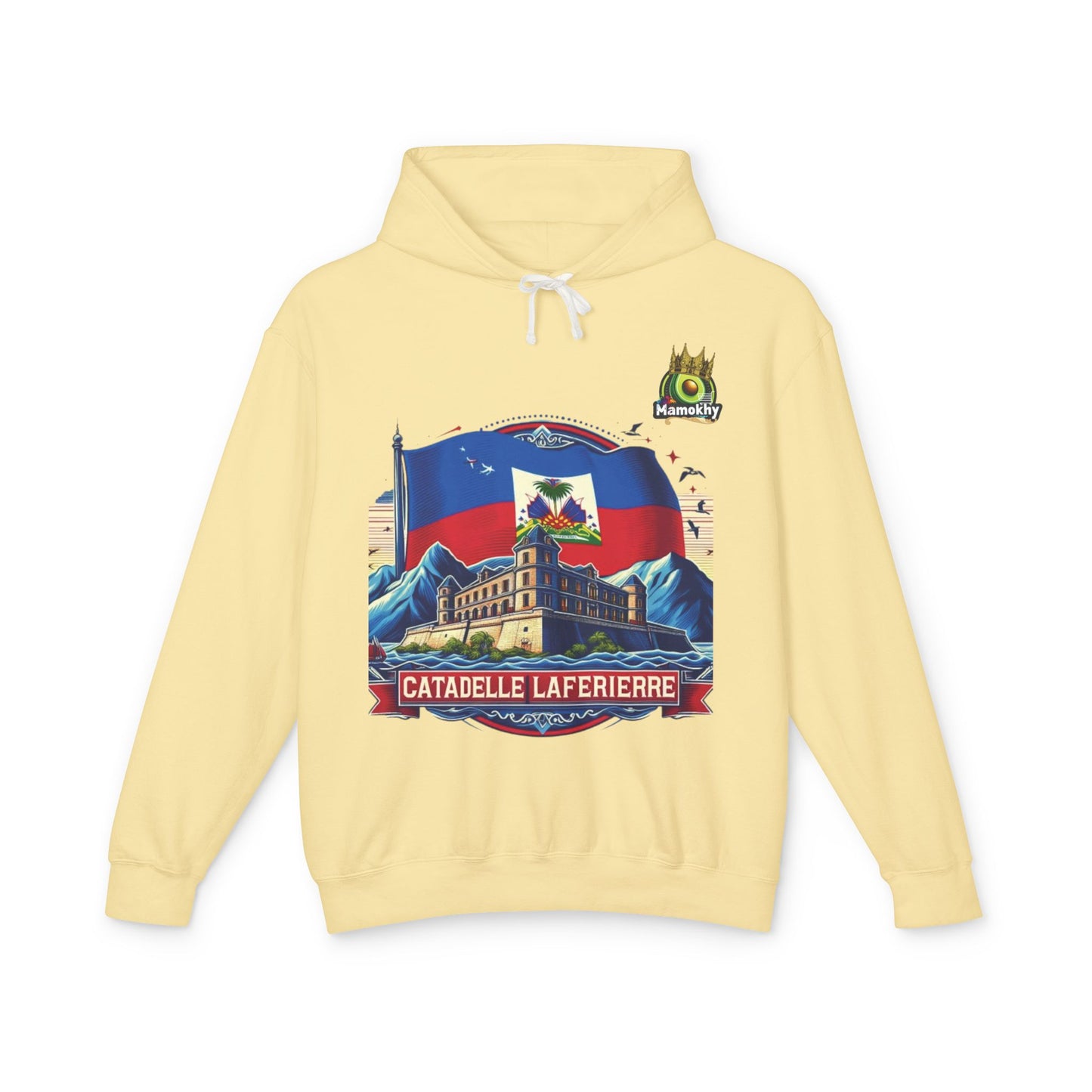 Citadelle Laferrière Haitian Pride Hoodie – Custom Hooded Sweatshirt with Flag Illustration Butter