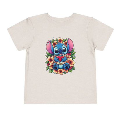 Toddler Tee, Lilo & Stitch Design, Stitch Lei Heart, Kids Shirt, Baby Tshirt, Children Clothing, Disney Gift, Ohana Love, Family Outfit Heather Dust