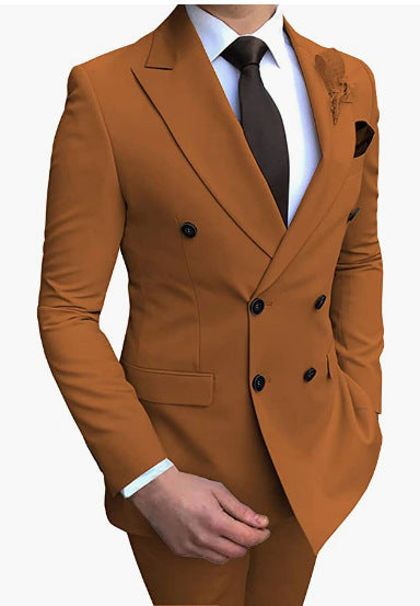 European And American Casual Suit Two-piece Set Caramel Color