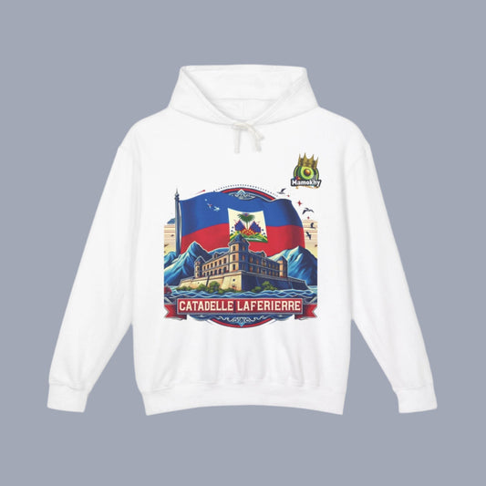 Citadelle Laferrière Haitian Pride Hoodie – Custom Hooded Sweatshirt with Flag Illustration White