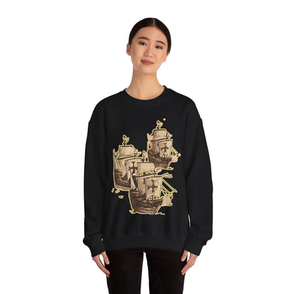 Unisex Heavy Blend Crewneck Sweatshirt with 3 Boats Design – Ultimate Comfort & Sustainability