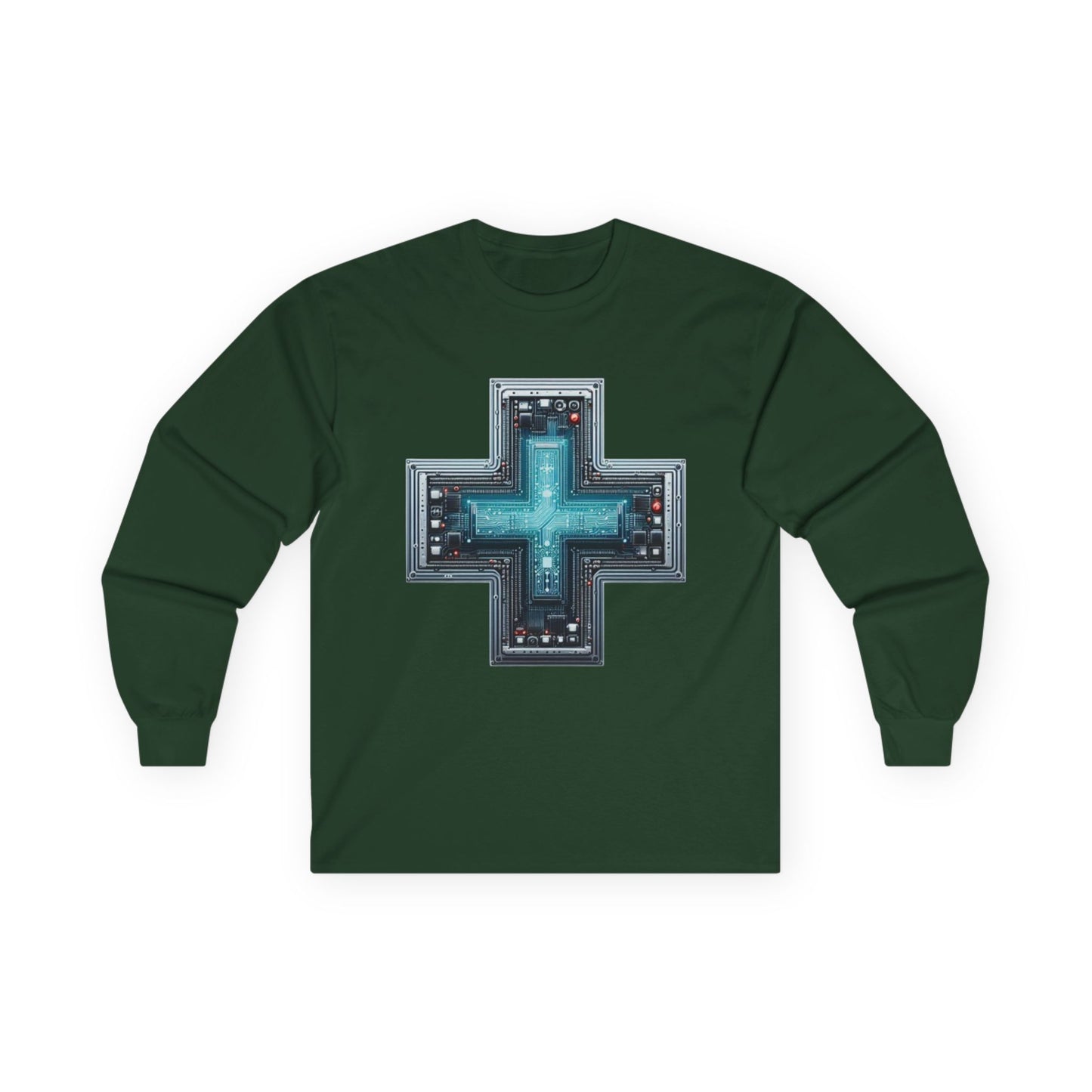 Long Sleeve Tee with Unique Technology Design – Sleek and Modern Tech-Inspired Shirt for Casual Wear and Tech Enthusiasts Forest Green