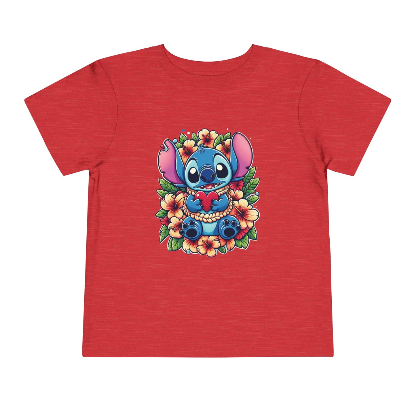 Toddler Tee, Lilo & Stitch Design, Stitch Lei Heart, Kids Shirt, Baby Tshirt, Children Clothing, Disney Gift, Ohana Love, Family Outfit Heather Red