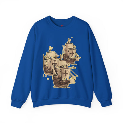 Unisex Heavy Blend Crewneck Sweatshirt with 3 Boats Design – Ultimate Comfort & Sustainability Royal