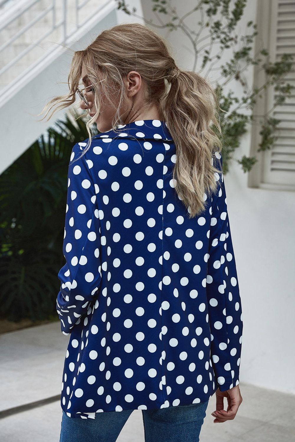 Polka Dot Long Sleeve Blazer - Thandynie