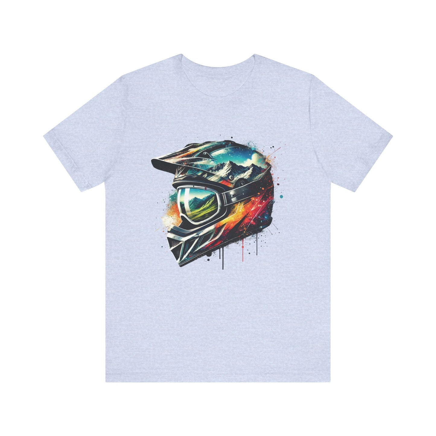 Biker Tee, Motorcycle Shirt, Rider Top, Adventure T-Shirt, Urban Style, Streetwear, Graphic Tee, Motocross Apparel, Off-Road Clothing Heather Prism Blue