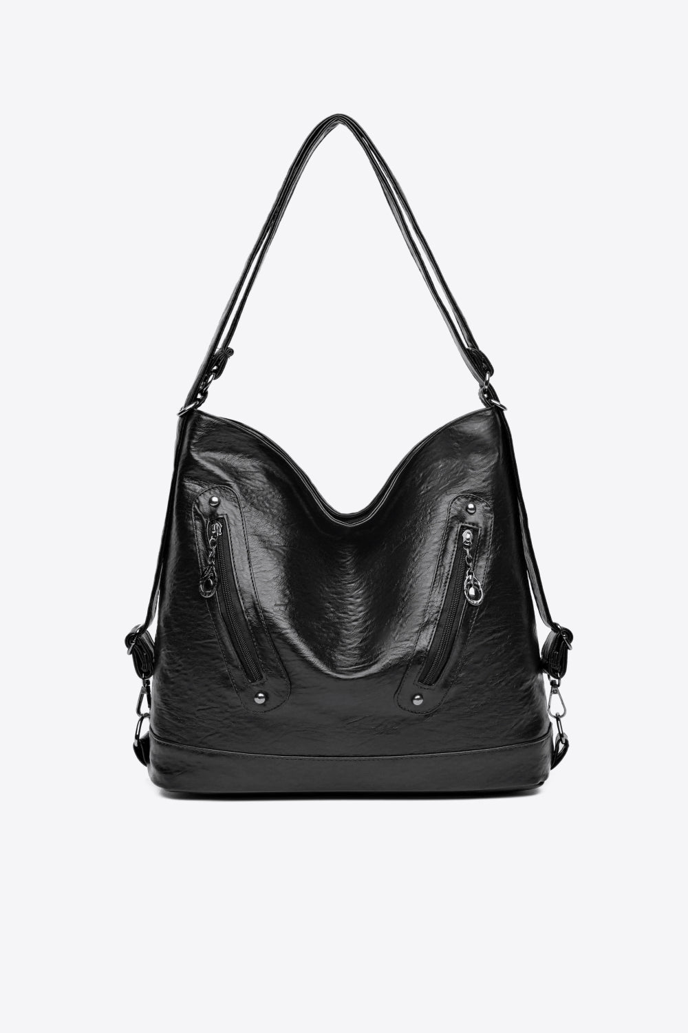 PU Leather Shoulder Bag Black One Size
