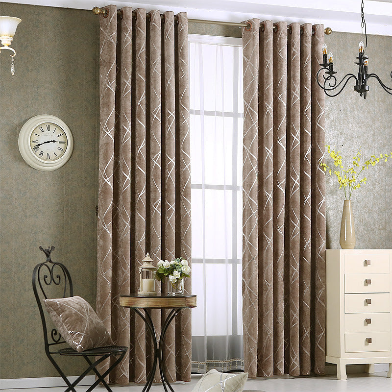 Solid Color Simple Modern Light Luxury Living Room Chenille Blackout Curtains Coffee 1mx2.7m