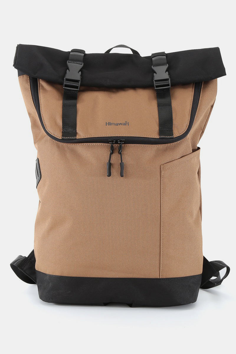 Himawari Contrast Waterproof Canvas Backpack Bag Mocha One Size