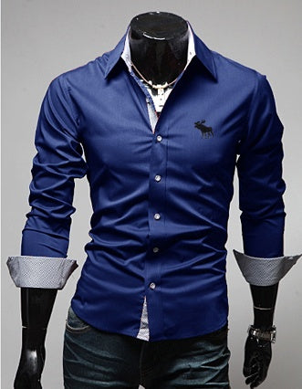 Men's Moose Elk Stitch Shirt - Unique Wildlife Design Royal blue