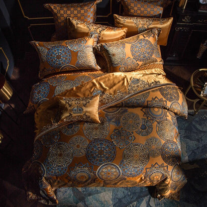 Luxury High-Precision Yarn-Dyed Jacquard Bedding Kit | Premium Multi-Piece Bed Set Gold