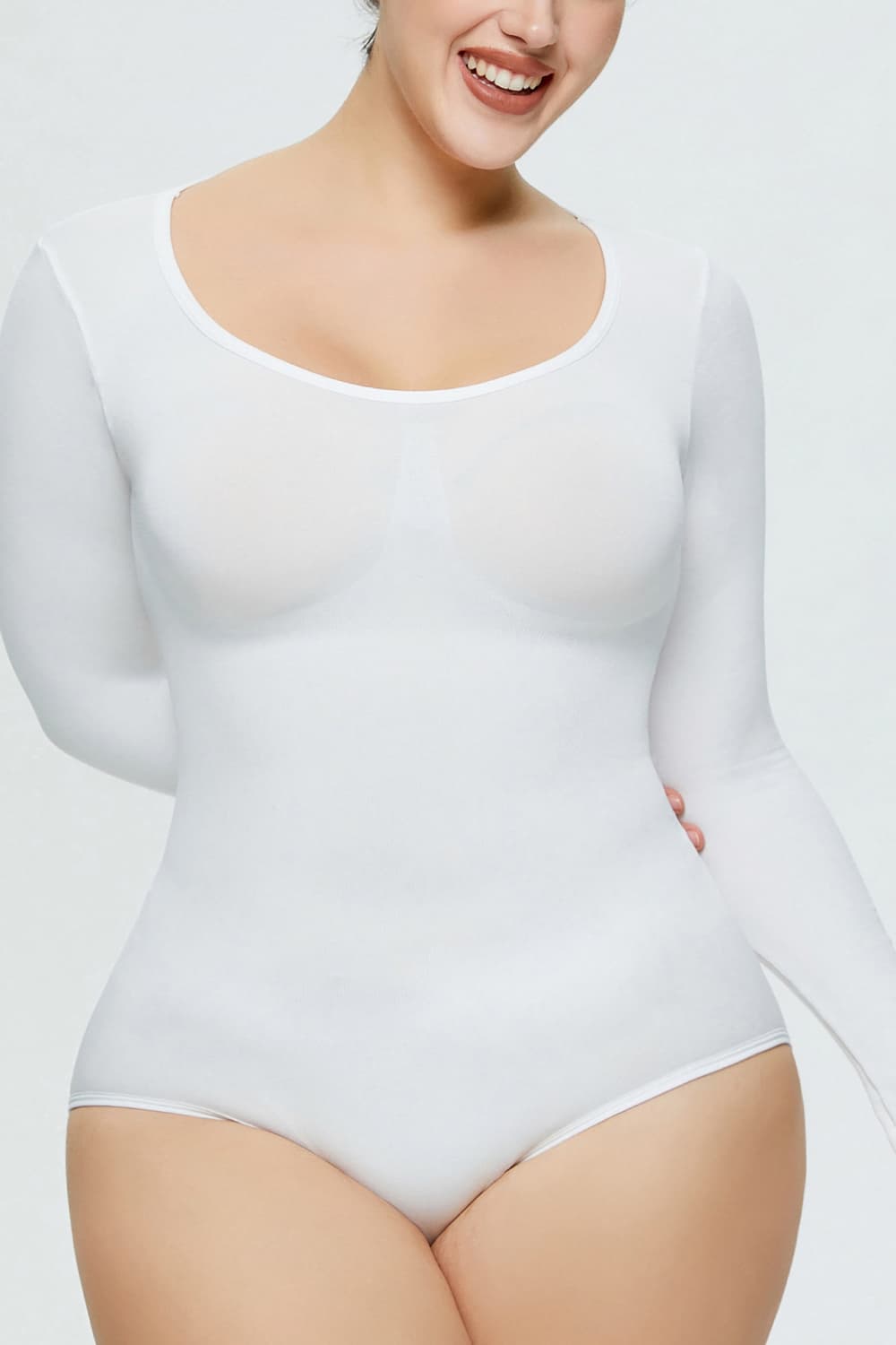 Long Sleeve Shaping Bodysuit White