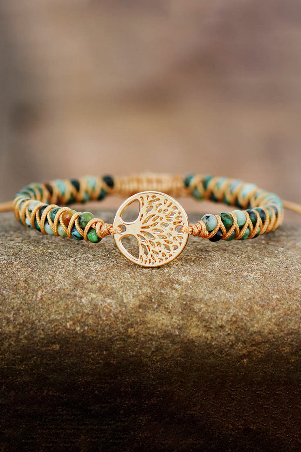 Handmade Tree Shape Beaded Copper Bracelet - Thandynie