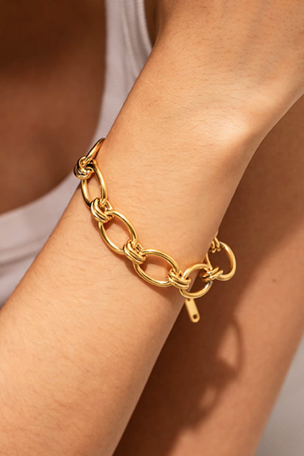 Chunky Chain Stainless Steel Bracelet Gold One Size