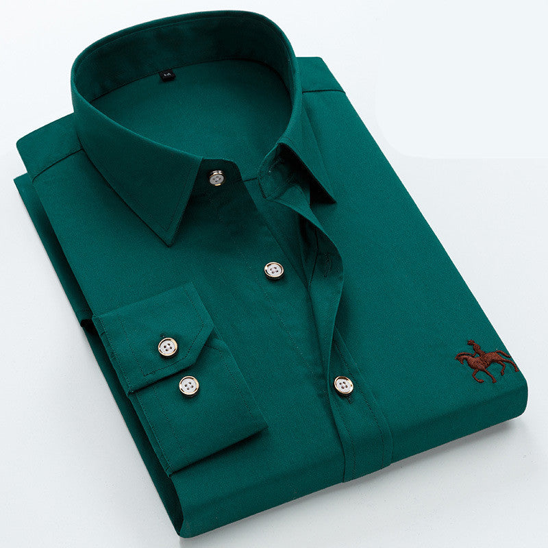 Men Fashion Long Sleeve Shirt Casual Green