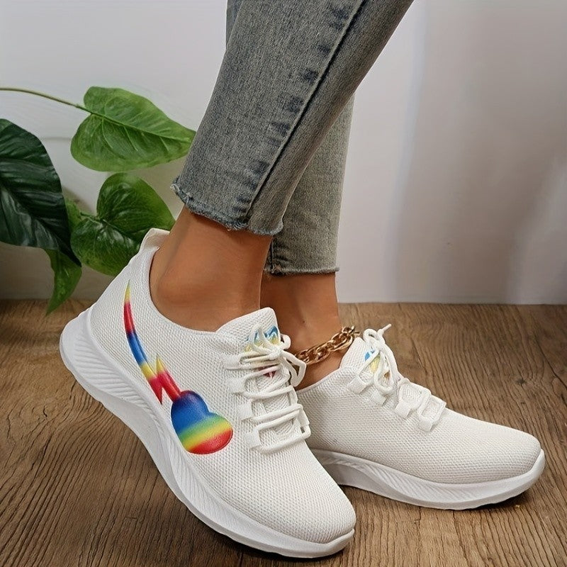 Mesh Lace-Up Sneakers White