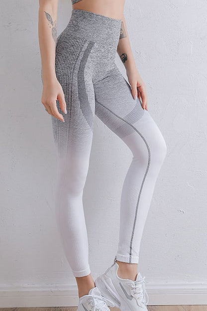 Gradient High Waist Sports Leggings Grey White