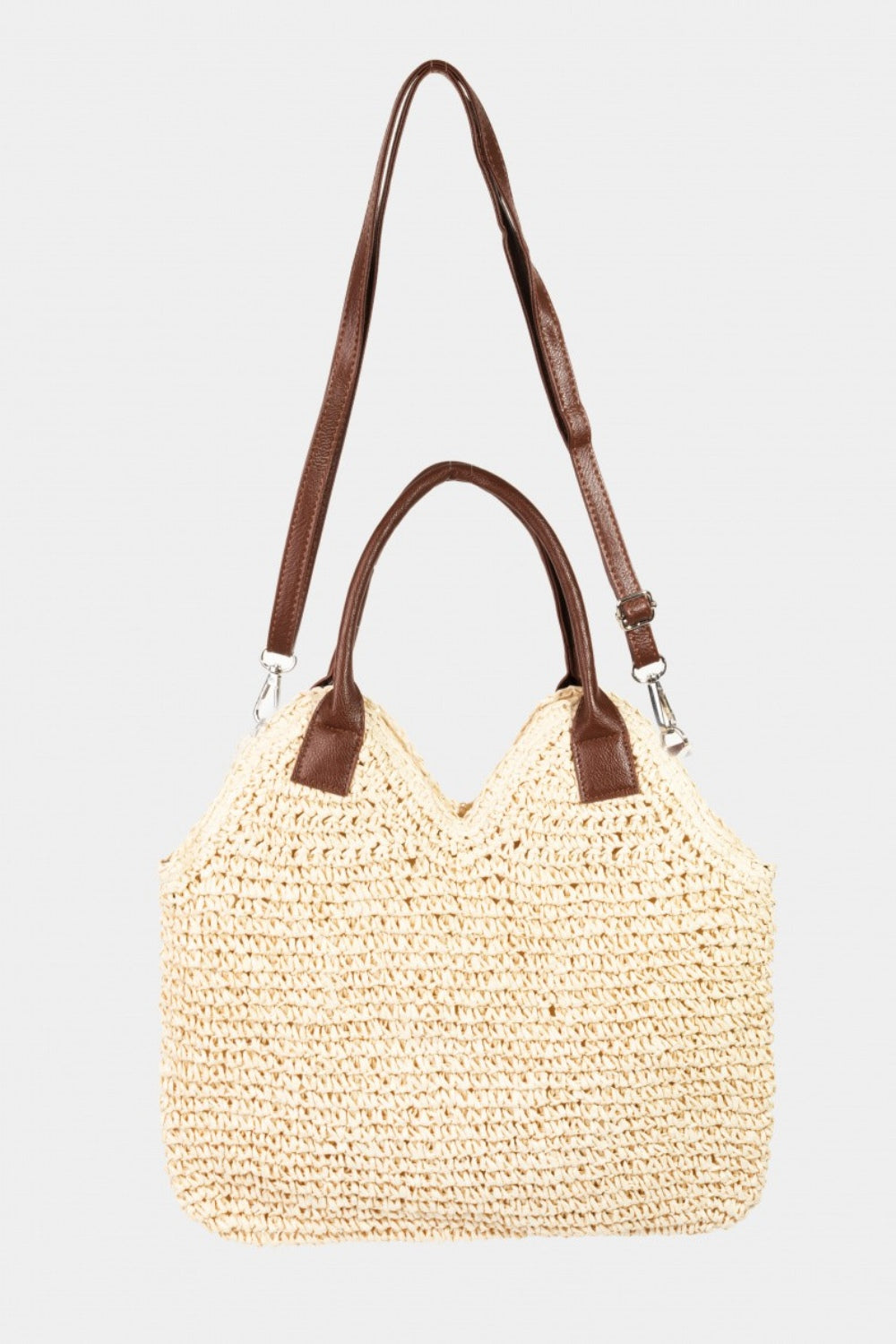 Fame Straw Braided Faux Leather Strap Shoulder Bag - Thandynie