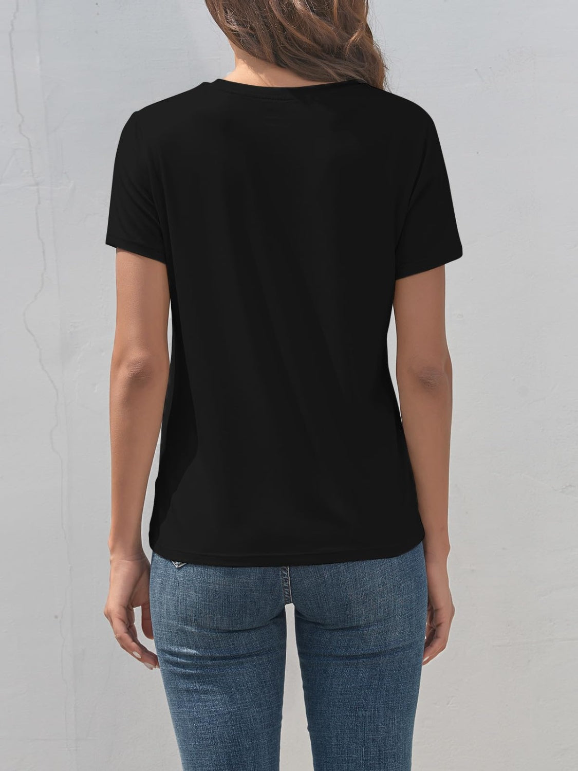 SMILE Round Neck Short Sleeve T-Shirt Black