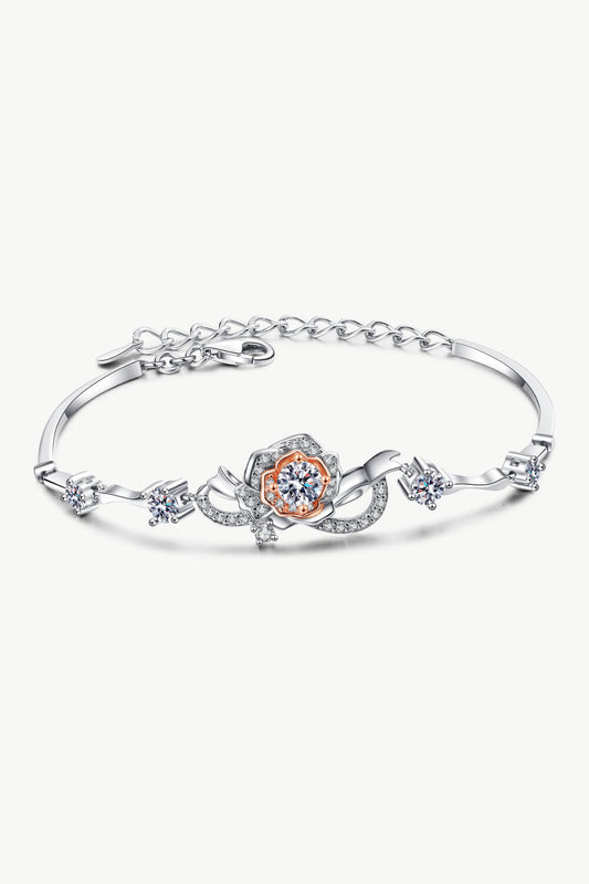 925 Sterling Silver Moissanite Bracelet Silver Orange One Size