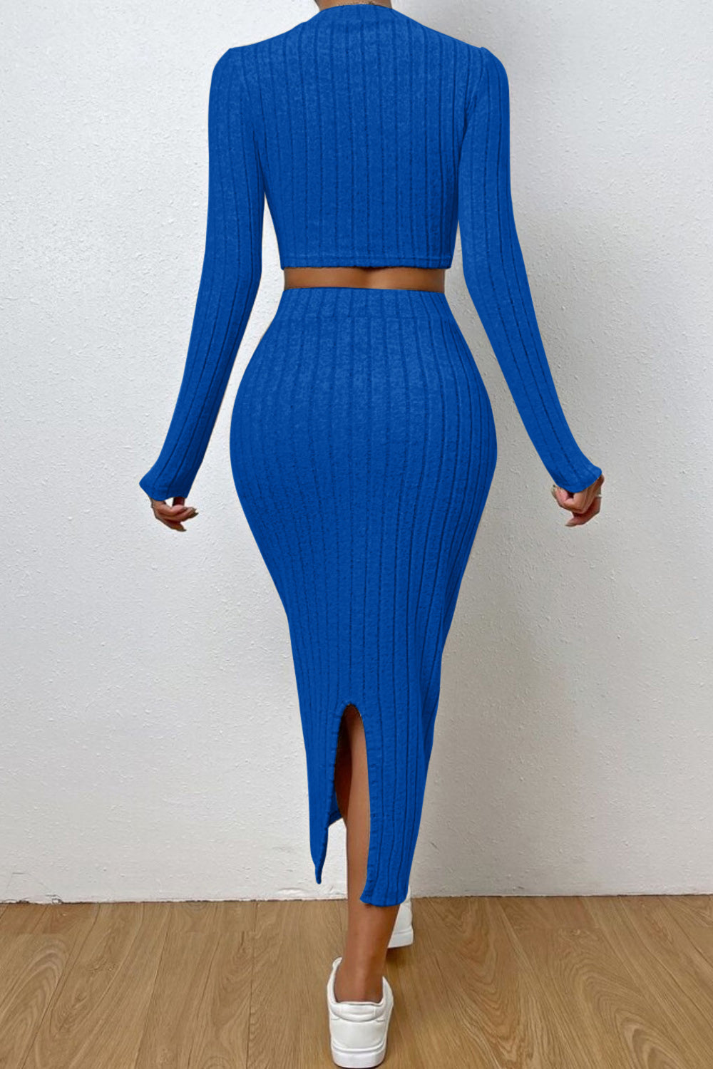 Long Sleeve Top and Wrap Skirt Set - Thandynie