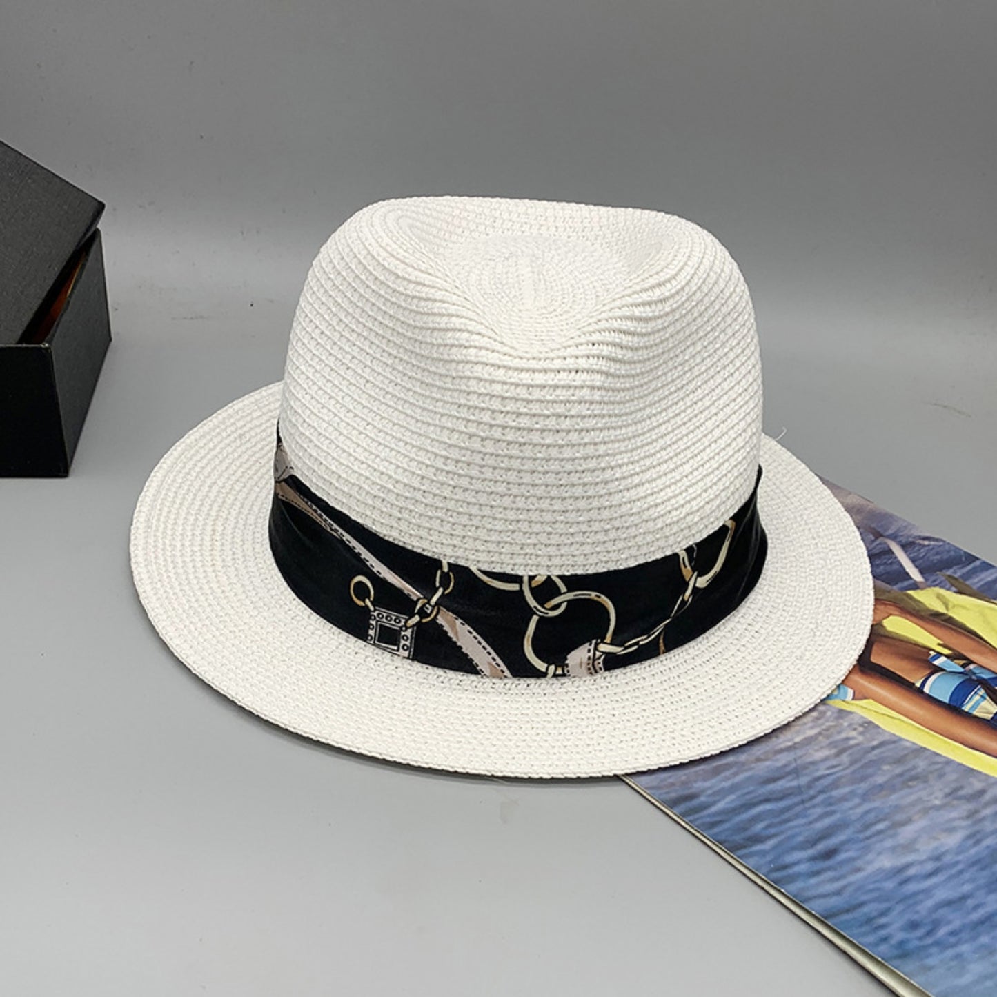 Short Brim Jute Cloth Hat White One Size