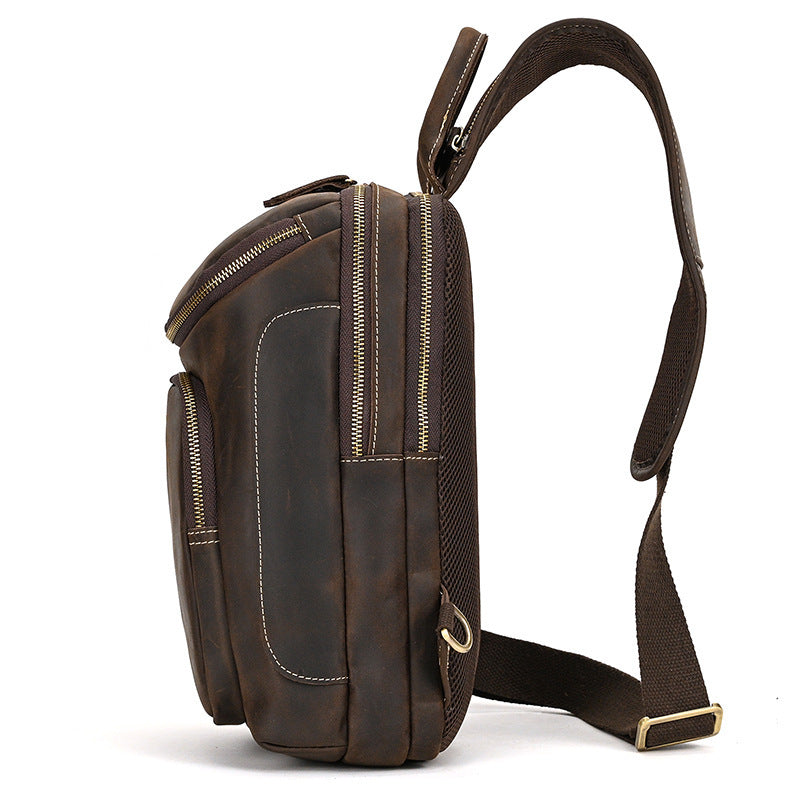 Men's Retro Crazy Horse Skin Shoulder Bag