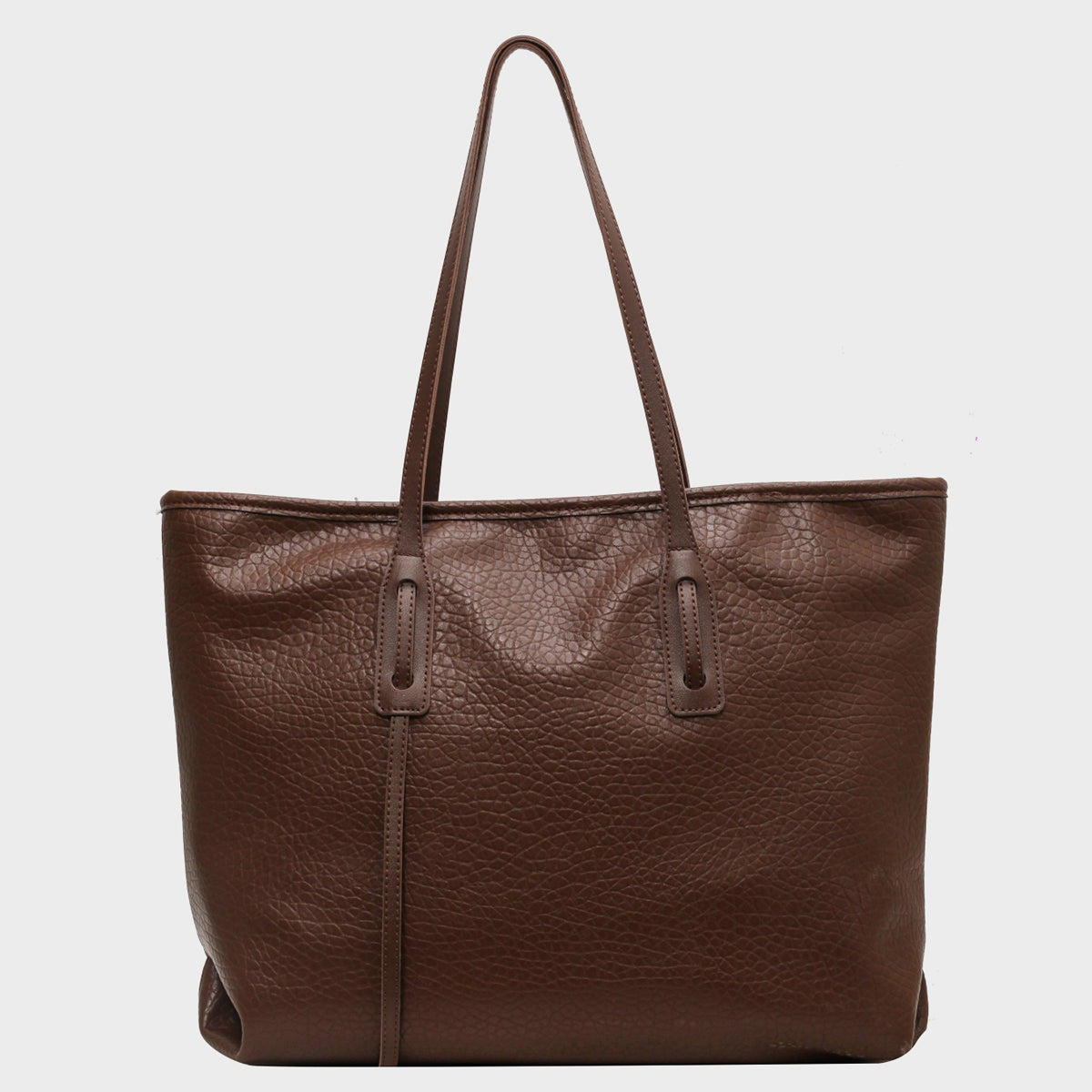 PU Leather Tote Bag Chocolate One Size