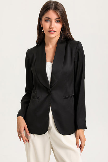 Long Sleeve Shawl Collar Blazer Black