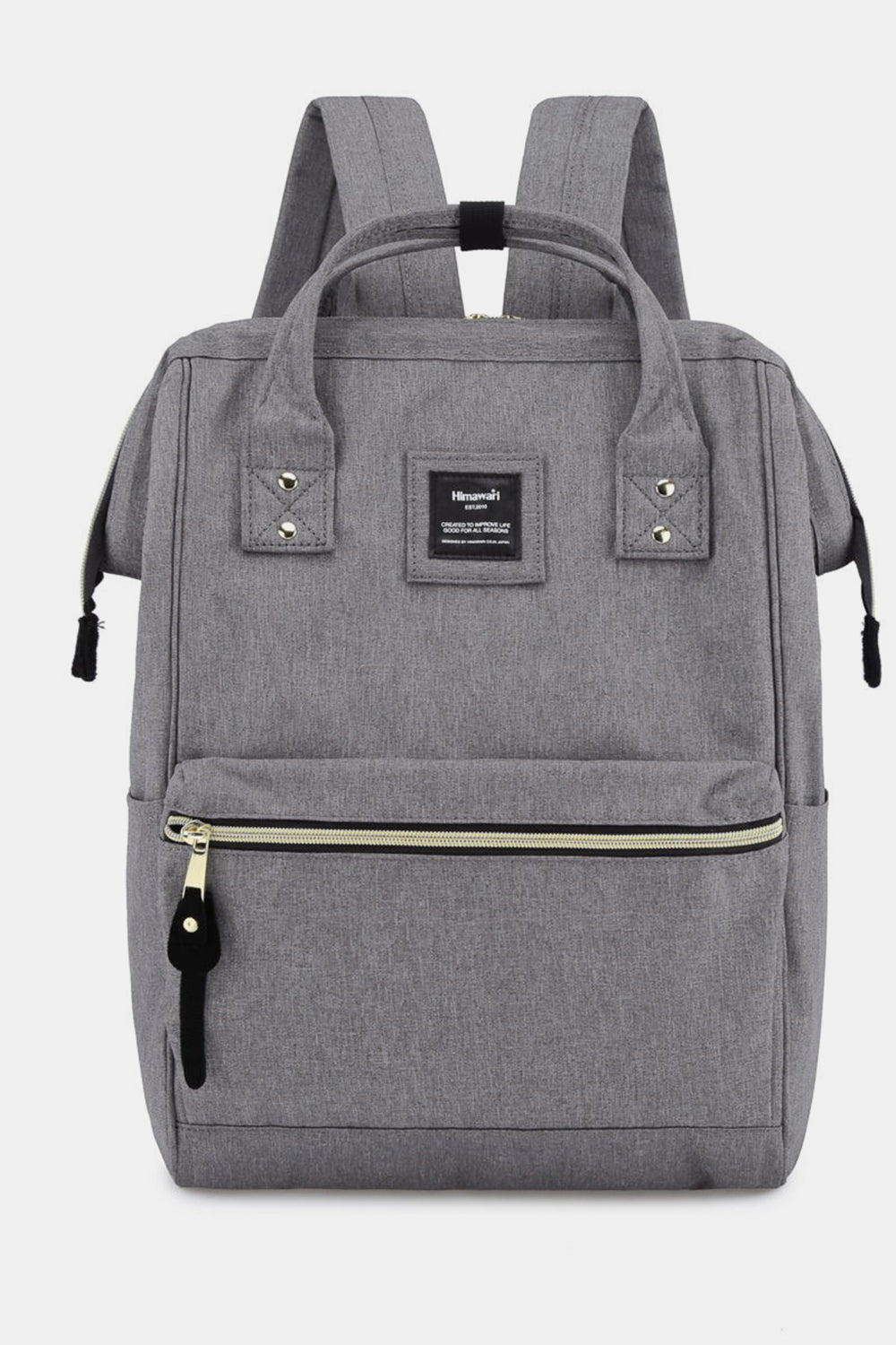 Himawari Waterproof Canvas Backpack Bag with Side Pockets Dark Gray One Size