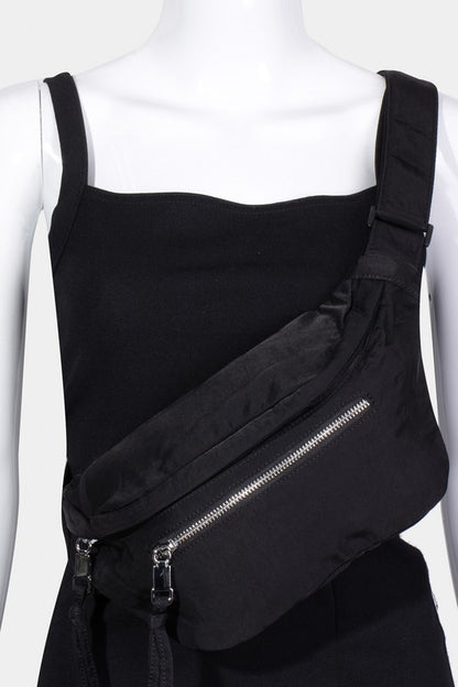 Fame Multi Pocket Nylon Crossbody Bag Black One Size