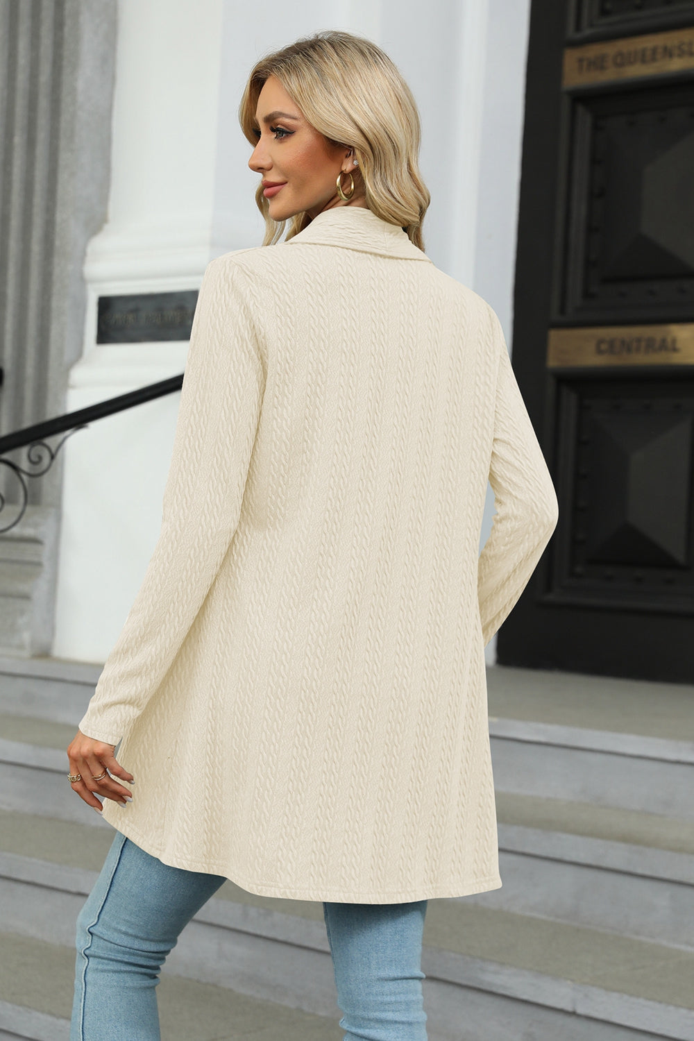 Open Front Long Sleeve Cardigan - Thandynie