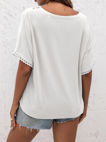 Lace Detail V-Neck T-Shirt