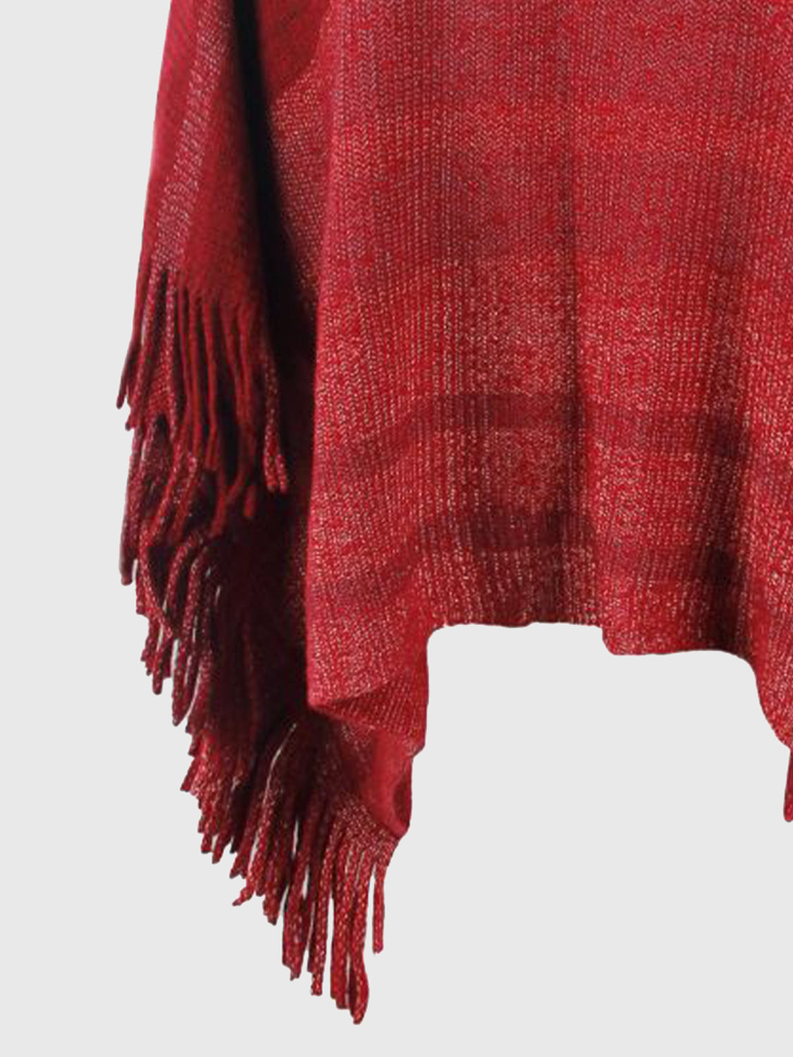 Striped Boat Neck Poncho with Fringes - Thandynie