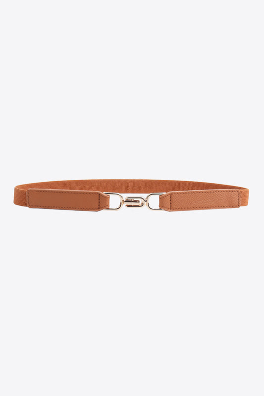 Alloy Buckle Elastic Belt Caramel One Size