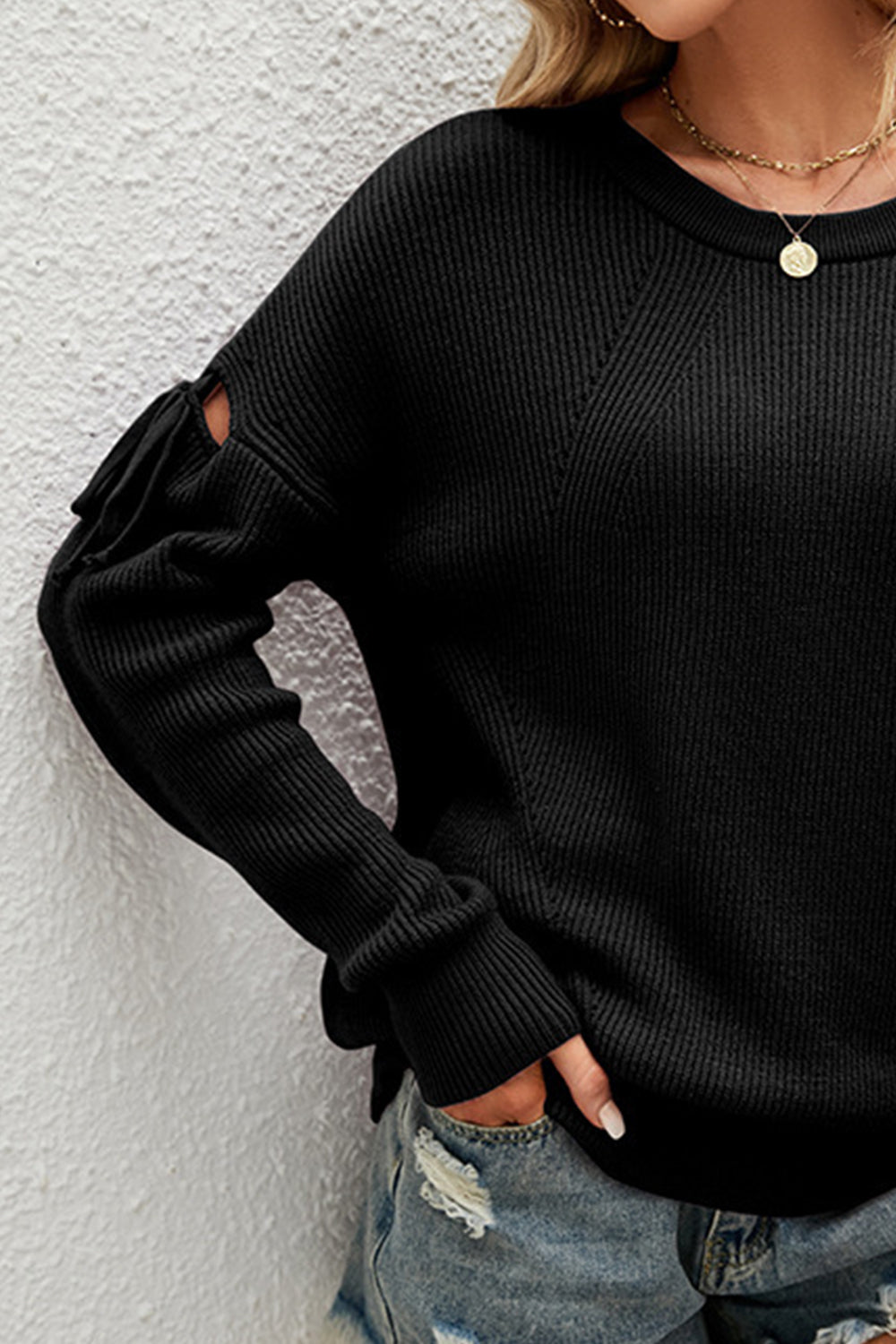 Round Neck Dropped Shoulder Sweater