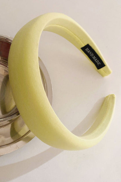 Solid Polyester Wide Headband Light Yellow One Size