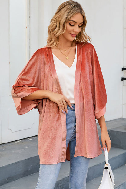 Pink Retro Velvet Wide Sleeves Cardigan