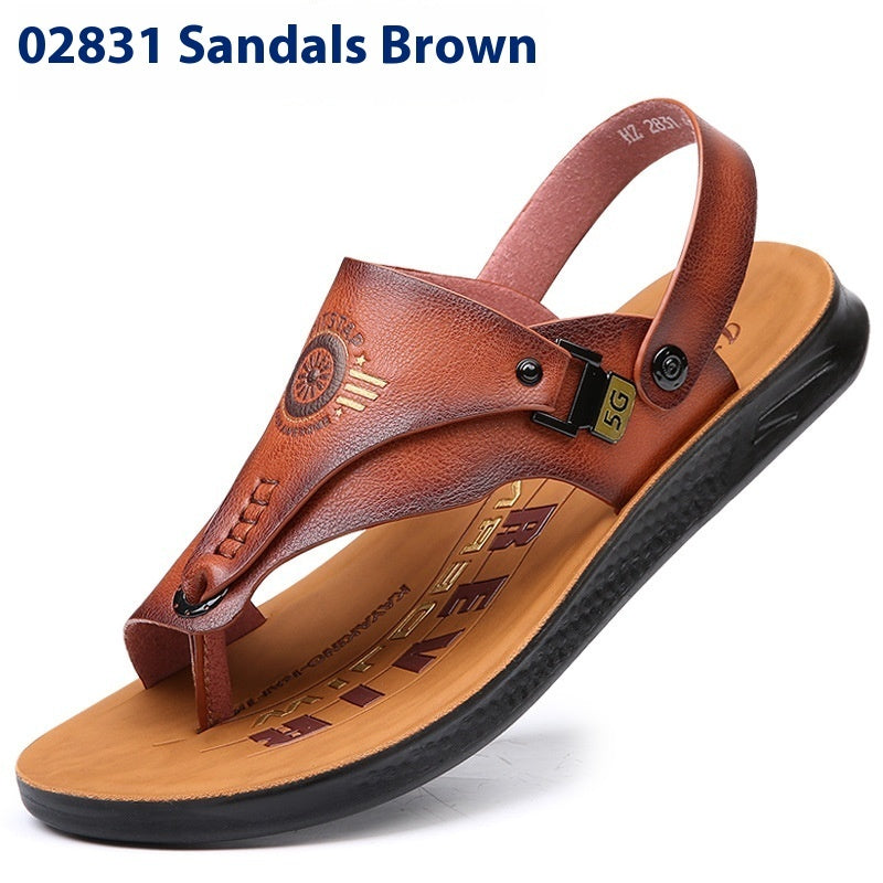 Dual-use Driving Casual Non-slip Wear-resistant Sandals For Men Light Brown