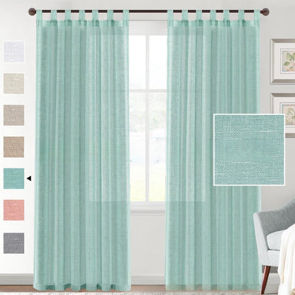 Linen Yarn Curtain Transparent Window Screen – Semi-Sunshade Modern Simplicity Sea Mist Green