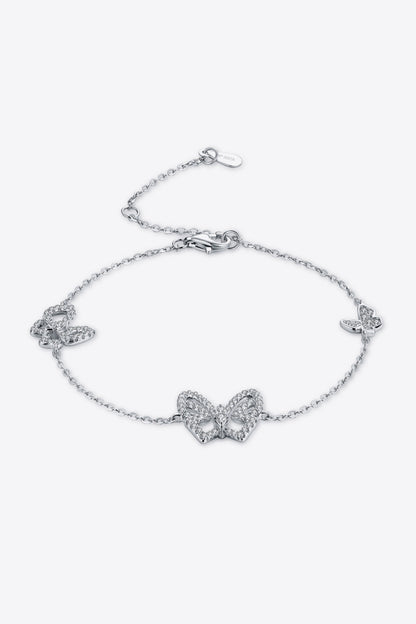 Moissanite Butterfly Shape Bracelet Silver One Size