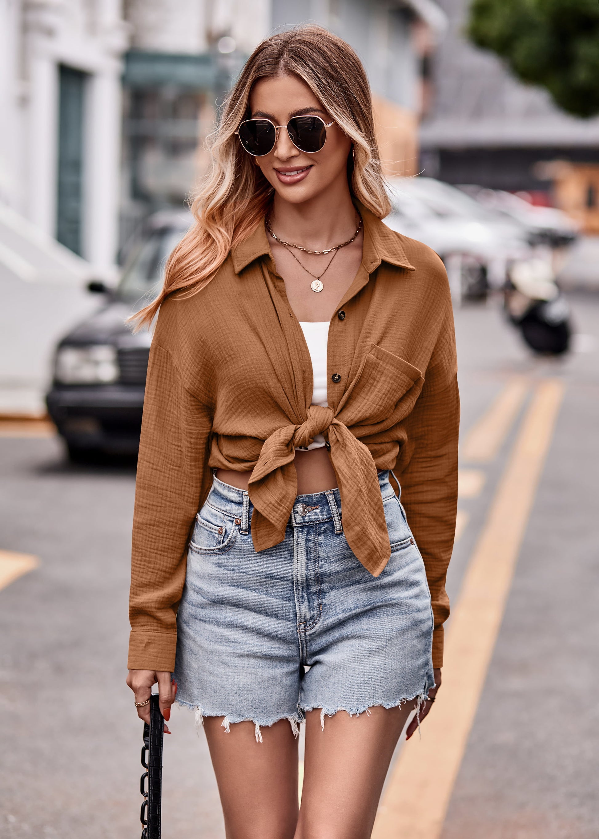 Textured Dropped Shoulder Longline Shirt - Thandynie