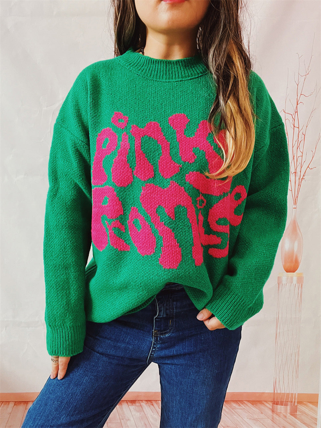 PINKY PROMISE Graphic Sweater Green