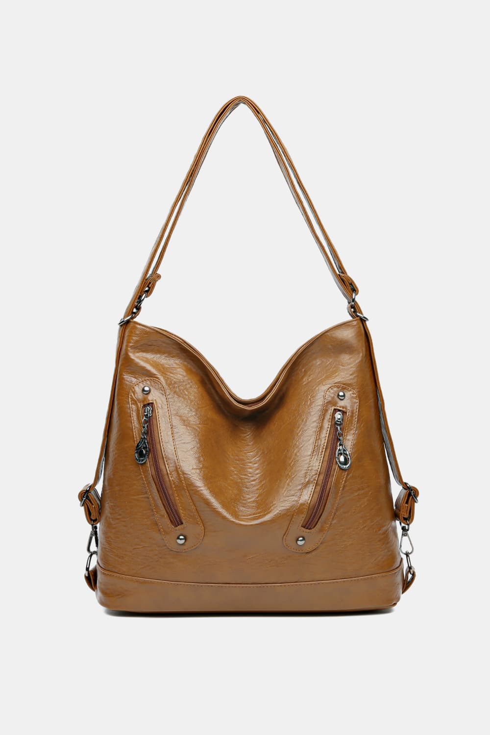 PU Leather Shoulder Bag Camel One Size