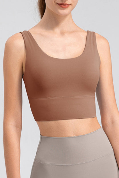 Scoop Neck Wide Strap Active Tank Caramel